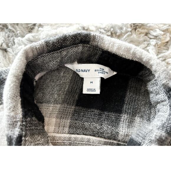 Old Navy Black White Buffalo Check Button-Down Womens Size M - Picture 2 of 7